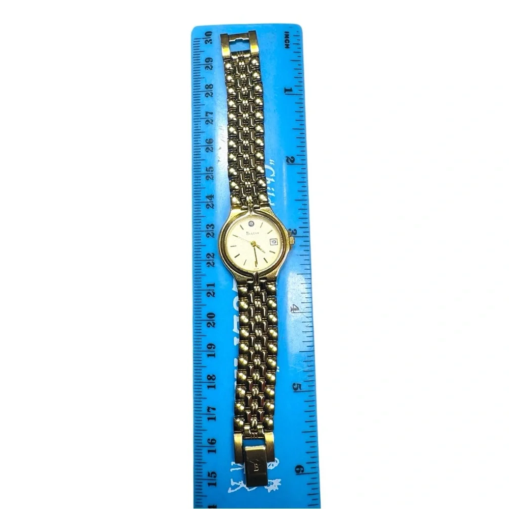 Vintage Bulova Women's Quartz Diamond Accent Gold Tone Ladies Analog Watch - Picture 13 of 15